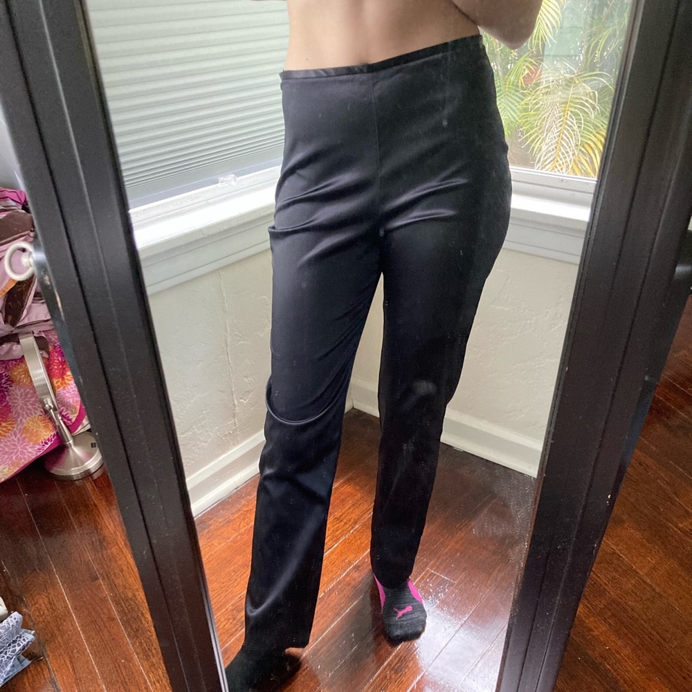 The Limited Shiny straight leg high rise black colored pants